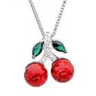 China Supplier Fashion Sweet Sterling Silver Ruby Red Cherry Pendant Necklace