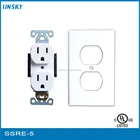 15 amp 125V UL listed double all power electrical switched socket outlet
