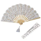 Length 27cm Durable Decoration Wedding White Chinese Lace Hand Held Fan