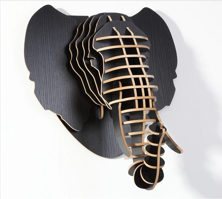 DIY wooden elephant head for wall hanging decor,decor wood animal head,home decoration,crafts and arts,wood carved objects,items