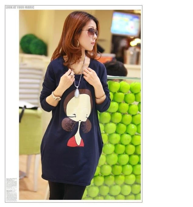 2014 new Top spring autumn fashion casual loose big yards Sweatshirts Maternity cartoon printed knit pullover pregnant