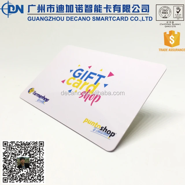 gift card with card number and barcode