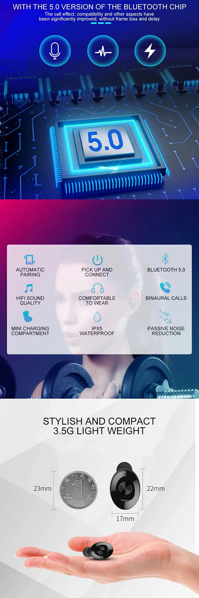 2019 Amazon Hot Selling Mini XG12 TWS Wireless Earbuds Earphone With Mic - ANKUX.COM