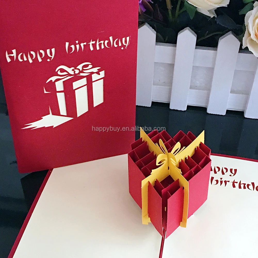 heart gift box 3d pop up birthday greeting card