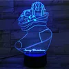 Christmas socks 3D Visual Light 7 Colors Changing Creative Touch Desktop Lamps Atmosphere Lamp Acrylic 3D LED Lamp