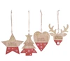 Christmas Tree/Star/Heart/Reindeer Wooden Pendants Ornaments Xmas Tree Ornament