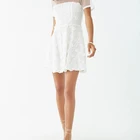 2019 Summer New Women Apparel Sexy Floral Applique Illusion Mini Dress