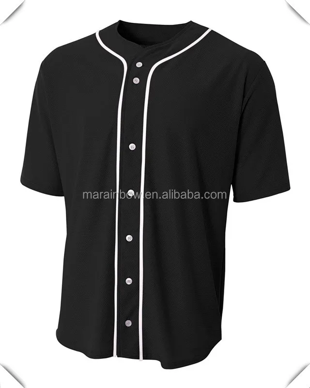 Baseball Uniforms Black Plain Mens Mesh 