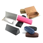 Custom LOGO Leather Eyewear Box Pouch Triangle Sunglasses Folding Sunglass Glasses Case