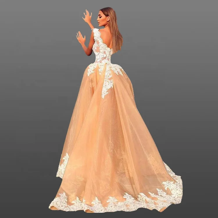 Vintage Short Wedding Dress With Detachable Train V Neck White