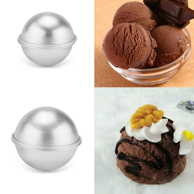 6pcs/pack Bath Bomb Cake Mold 3D Aluminum Alloy Ball Sphere Bath Bomb Mold Cake Baking Pastry Mould 4.5 cm 5.5 cm 6.5cm