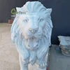 Hand Made White Marble Big Lion Sculpture in Pairs For the Gate