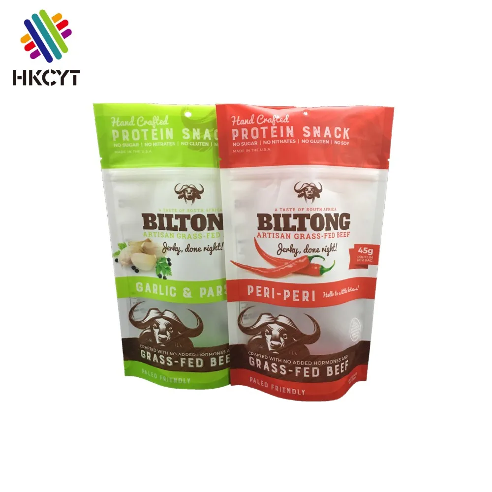 custom beef jerky plastic packaging bag nylon pe vacuum zipper