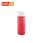 Water Bottle Fashion Portable Sports 750 ml Large Glass Water Bottle With Silicone Sleeve and Flip Top Lid