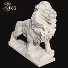 Customized hand carved life-size white marble lion stone statue