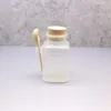 100g 200g 300ml 500ml empty matte plastic square bath salt bottle with wooden spoon BS-2T