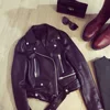Cool 100% Leather Motor Jacket with Zipper Sheepskin Couple Slim Style Coat