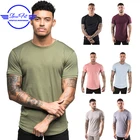 Wholesale 100% supima cotton gym men custom screen printing logo longline slim fit t shirt