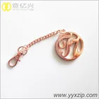 Promotional Rose Gold custom carving logo metal name keychain for bags