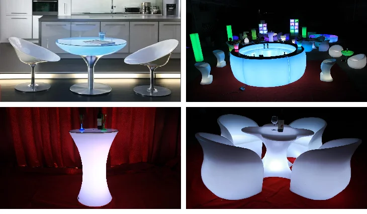 Modern design plastic lounge lighting table with remote control color changing