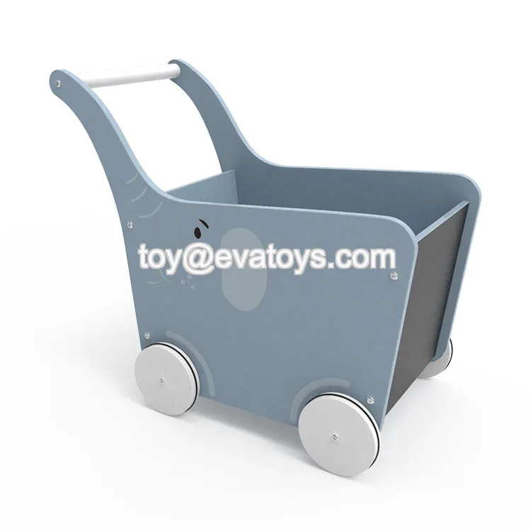 2018 new original design gray elephant wooden push cart for baby