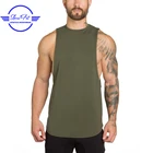 Custom mens gym longline drop armhole tank top