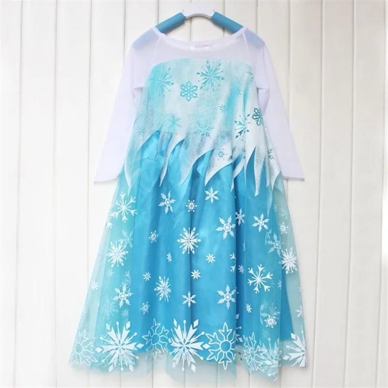 Free Shipping Frozen Elsa Dress for Girls Cosplay Costume Movie Frozen Elsa Costume Kids