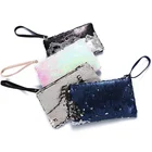 zipper small funny custom sequin pu coin pouch purse bag women keychain custom