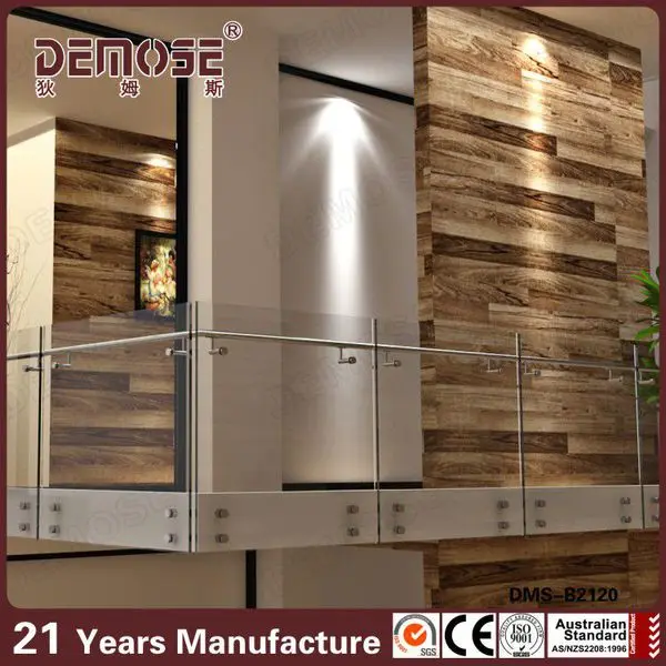 Demose indoor stainless steel baluster curved glass railing