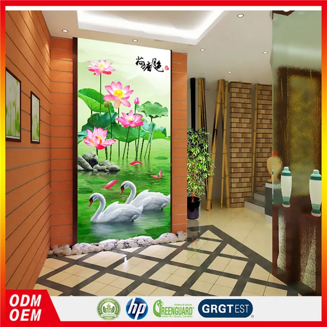 HD Lotus image charming lotus door wall murals with swans