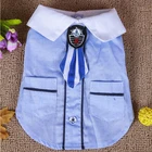 Pet Outfit Navy Captain Sailor Costume Puppy Clothes Dog Cute Shirts With Bow Tie