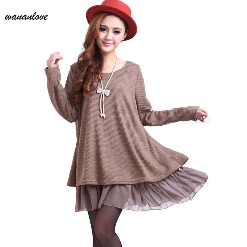 New Fashion Plus size women clothing 3XL 4XL autumn winter dress for women Knitted Dress O-Neck Sexy party Dresses AA275