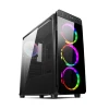 High Quality High Tower Water Cooler Tempered Glass Computer Gaming Case with Rainbow RGB/LED fan