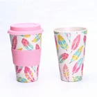 100% Biodegradable Reusable Heat Resistant Bamboo Fiber Coffee To Go Cup With Lid