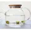 Bamboo Lid Pyrex Borosilicate Water Cooking Teapot 1000ml kettle Heat Resistant Glass Tea Pot Water Pitcher With Filter
