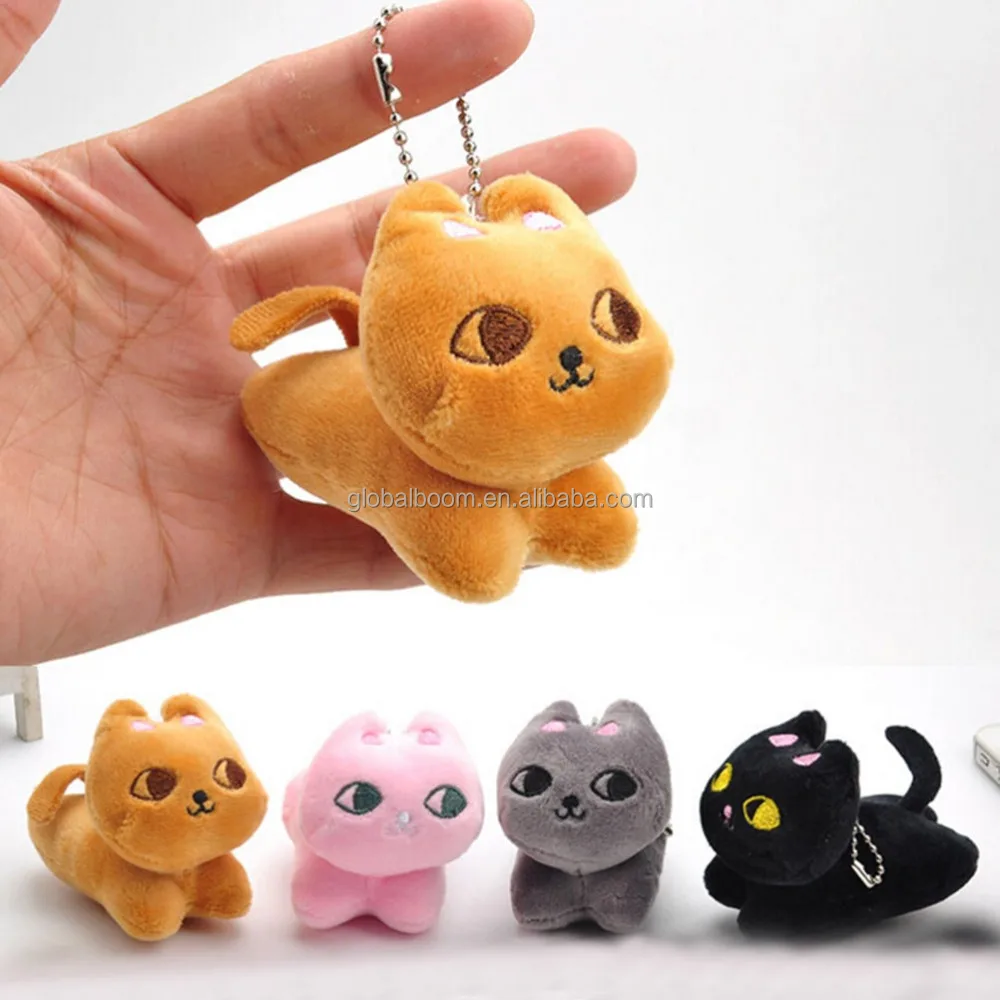 cute cat soft stuffed plush toy keychain keyring