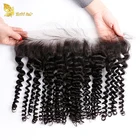 Wholesale Price 100% Transparent Curly Human Hair Pre Plucked Frontal Hd Ear To Ear With Bundles