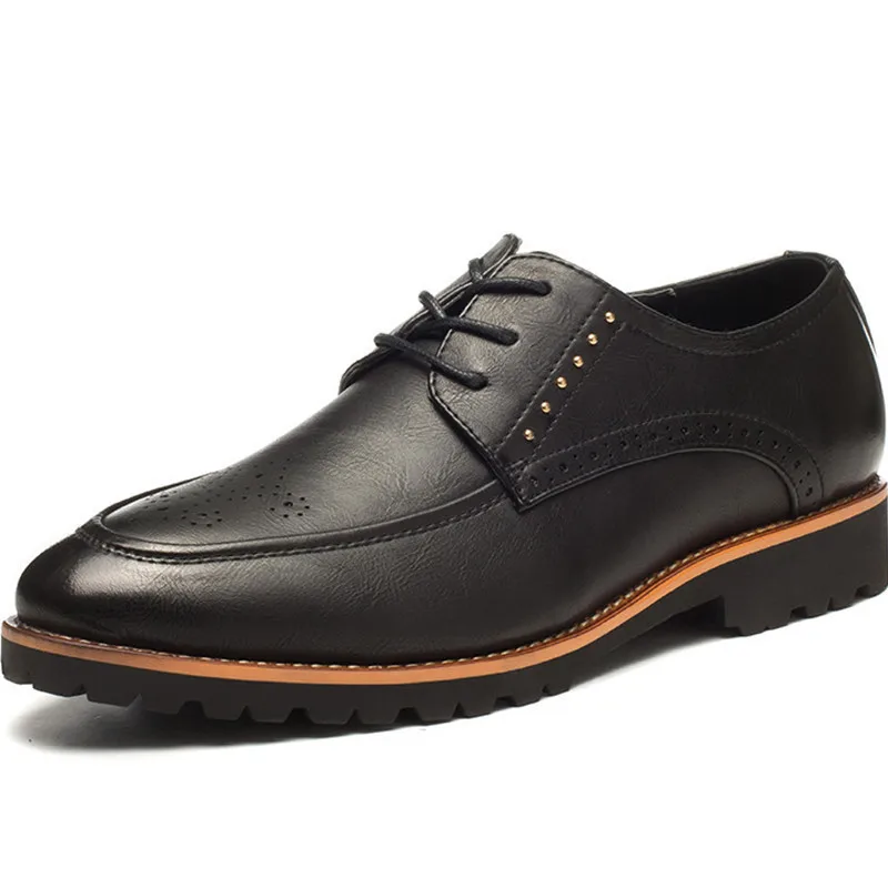 Hot 2015 Italian Style Fashion Men's Oxfords Shoes Black Mens Dress Business Shoes Flats Leather Shoes Zapatos Oxford Shoes 7-10