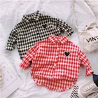 Boys and girls baby clothes 2018 autumn and spring new plaid long-sleeved lapel shirt infant casual clothing