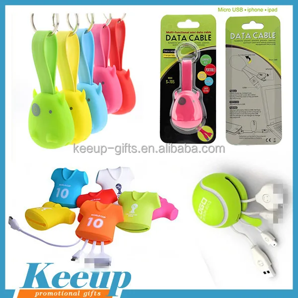 Giveaways round shape one side pull multi-function usb data charger cable - ANKUX.COM