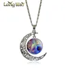 Graceful Galaxy Necklace with Alloy Moon Shaped Pendant