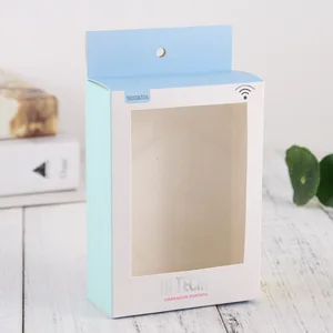 see through window cardboard box with hanging tab