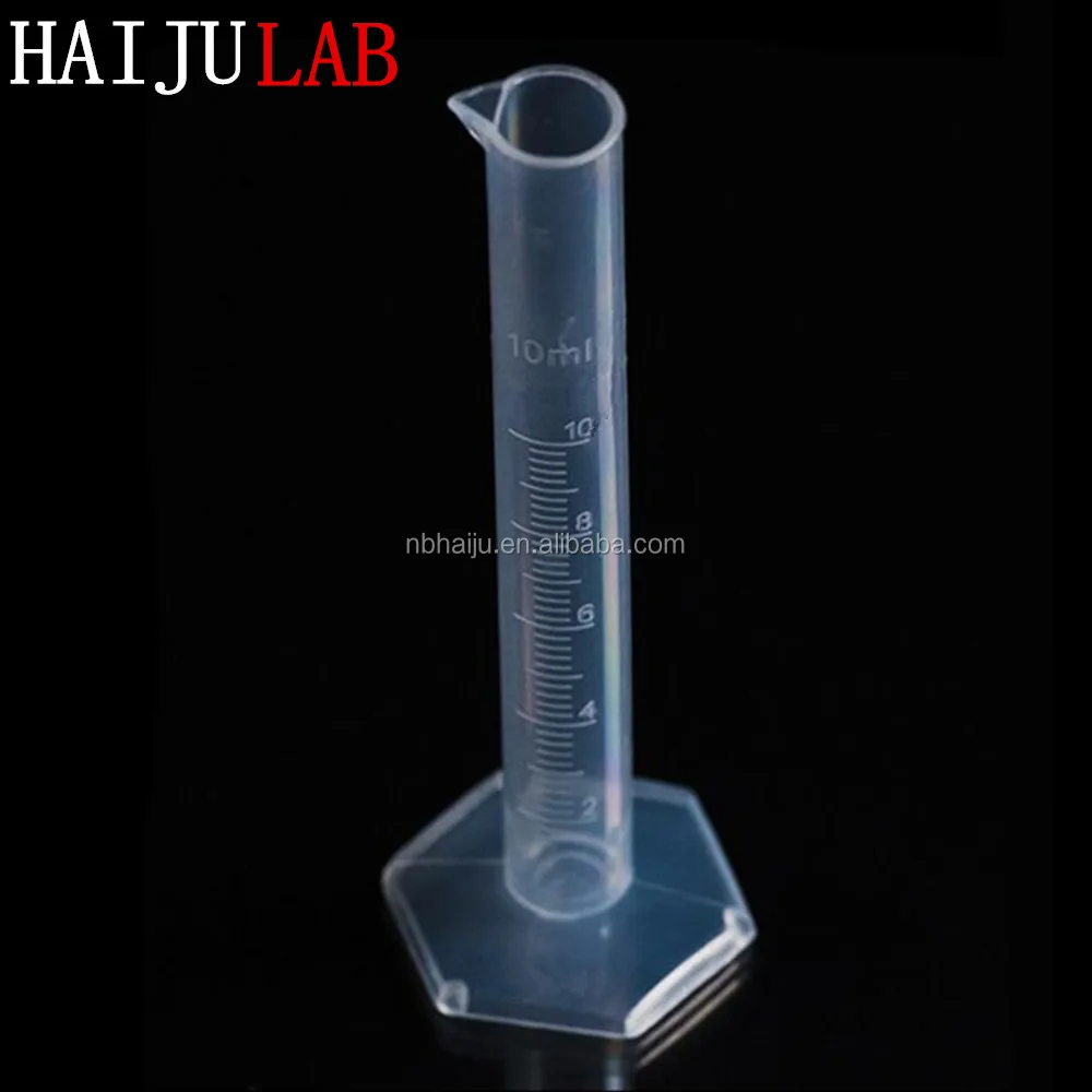 Haiju laboratorio graduado 10 ml plástico jarra de medición cilindro fabricación OEM