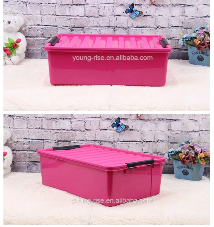 Large Clothing Storage Container Flat Plastic Storage Boxes With Lid