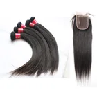 Unprocessed Full Cuticle Straight Remy Virgin Indian Human Hair weaving Bundle With thin Hd lace Closure Frontal
