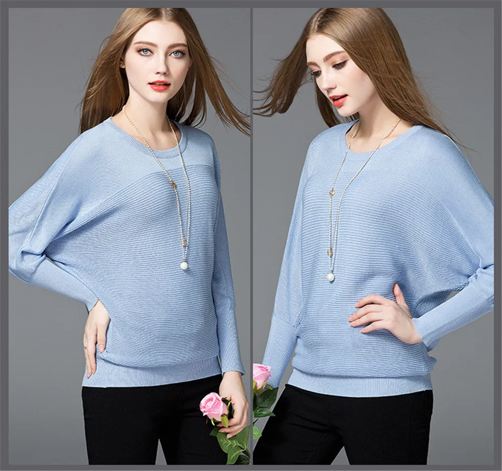 Cotton Women Blouses 2018 Spring Modal Pullover loose Blouse Women O-neck Knitted Blouse Women Batwing sleeve Sweater Shirt (8)