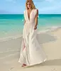 STOCK White V Neck Sleeveless Long Maxi Ties Front Beach Sun Dress