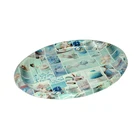 Luxury dinnerware Full printing hard plastic oval plate