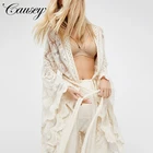 high quality elegant white lace beach wedding wrap dress