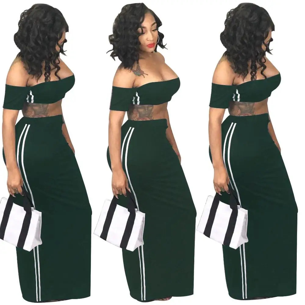 KC-SC8266 Kuchi-Global wholesale sexy crop top and long dress two pieces set women clothing